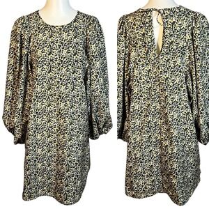 H&M Dress (M) Mini Balloon Sleeve Floral Keyhole-Back